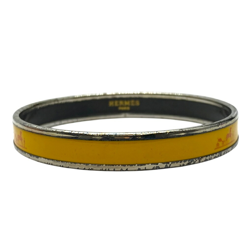 【在庫限り×即納 最大1万円OFF】エルメス エマイユ PM バングル ブレスレット アクセサリー ロゴ イエロー シルバー GP HERMES レディース 中古 上品 洗練 定番 手元映え 華やか 高級感 11,880円