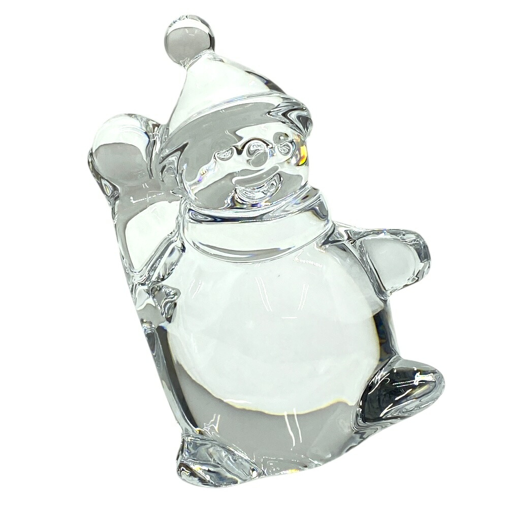 Baccarat クリスタル 雪だるま バカラ フィギュリン ○ スノーマン 置物 クリスタル 雪だるま デッキ