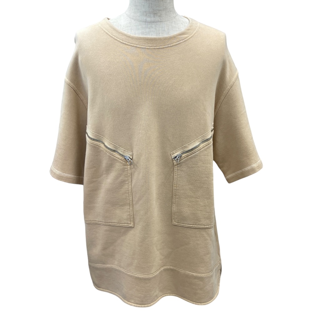 ジルサンダー スウェット 半袖 ジップポケット ベージュ コットン メンズ JSMU707002 JIL SANDER [サイズM] 上品 洗練 定番 人気 高級感 快適 シンプル モダン デイリー タウンユース