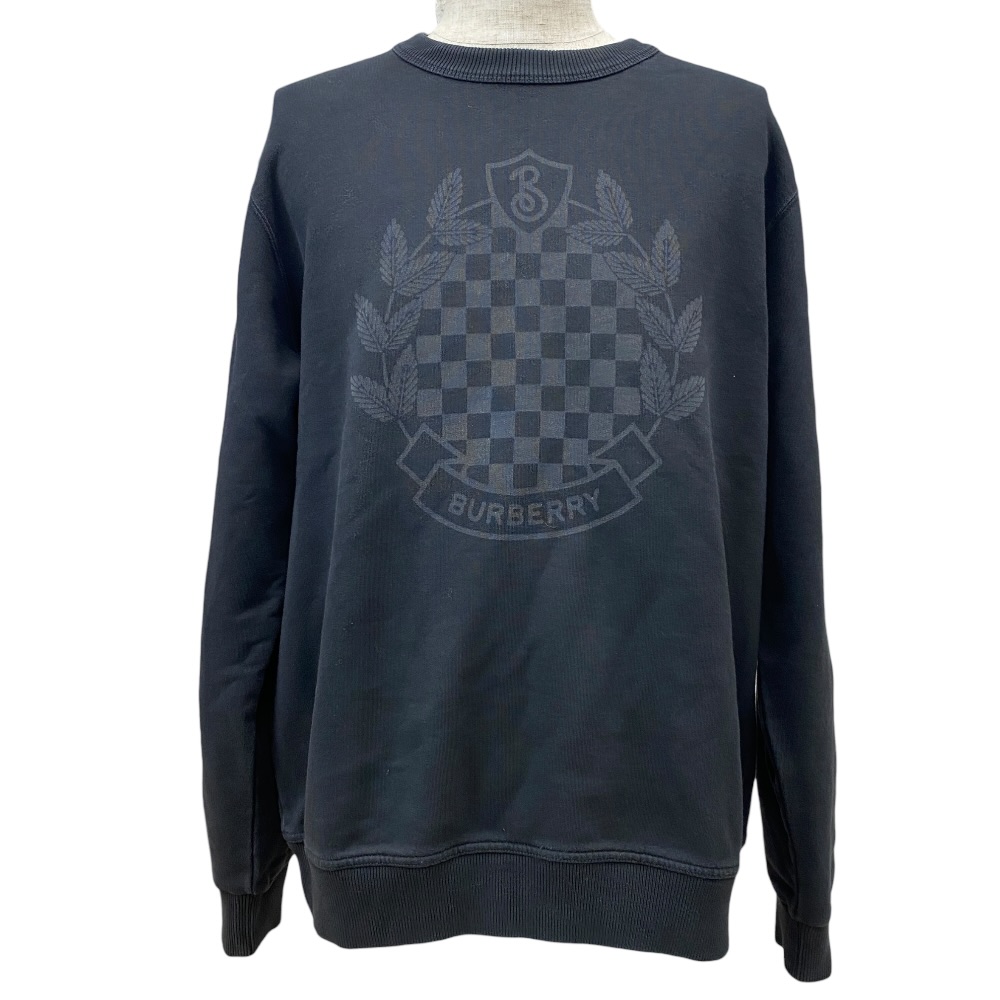 未使用 バーバリー プルオーバー トレーナー トップス チェッカークレストロゴ ブラック コットン 8071172 BURBERRY [サイズM] 未使用 シンプルデザイン カジュアルコーデ 日常使い