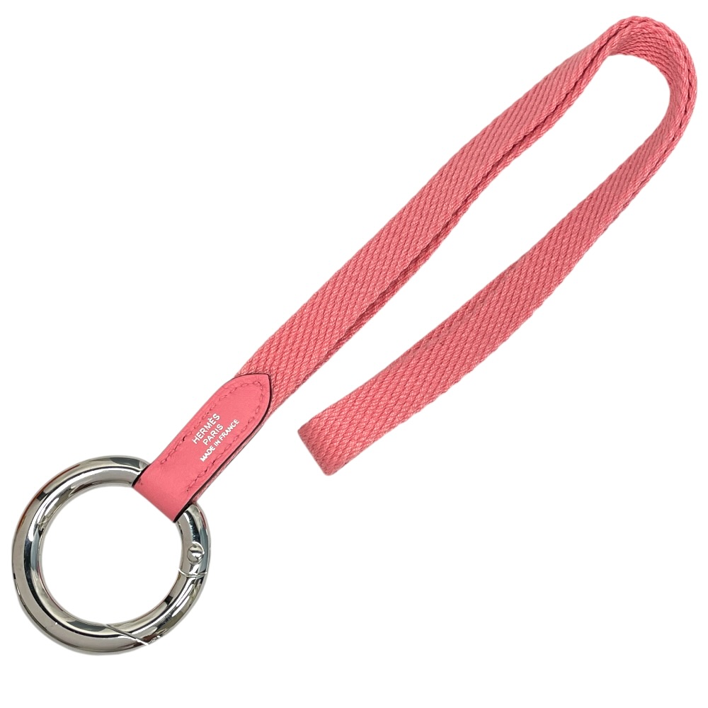 【在庫限り×即納 最大1万円OFF】美品 エルメス ストラップ カレ・ポケット ネックストラップ キーリング ピンク シルバー金具 キャンバス ヴォースイフト レザー HERMES エレガント 上品 高級感 洗練 スタイリッシュ
