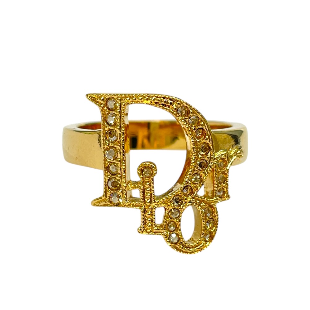ディオール ロゴ リング 指輪 クリスタル アクセサリー ジュエリー GP ラインストーン ゴールド Christian Dior[約11号 6サイズ] エレガント 上品 華やか 高級感 洗練 スタイリッシュ｜ブランドショップ　ＳＥＮＳＥ 11,020円