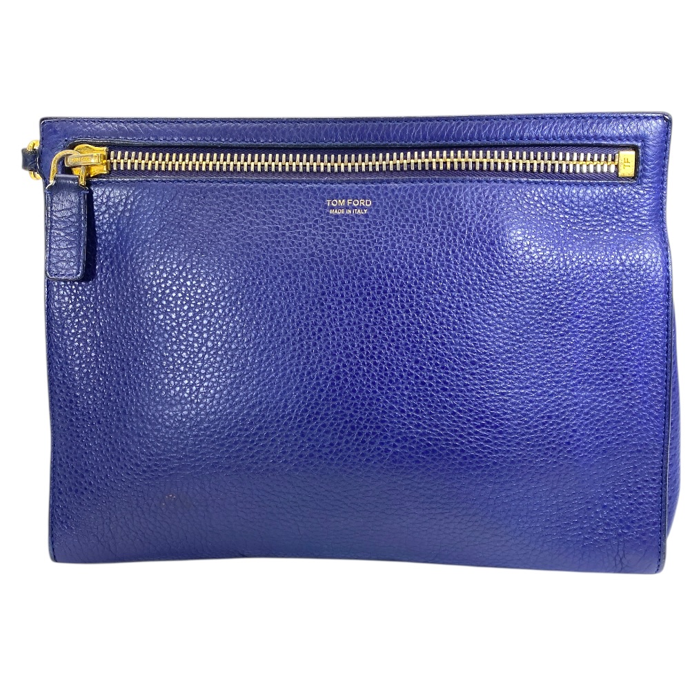 トムフォード クラッチバッグ セカンドバッグ バッグ ポーチ ロゴ レザー ブルー ゴールド金具 メンズ TOM FORD 上品 高級感 洗練 ビジネス フォーマル デイリー スタイリッシュ｜ブランドショップ　ＳＥＮＳＥ