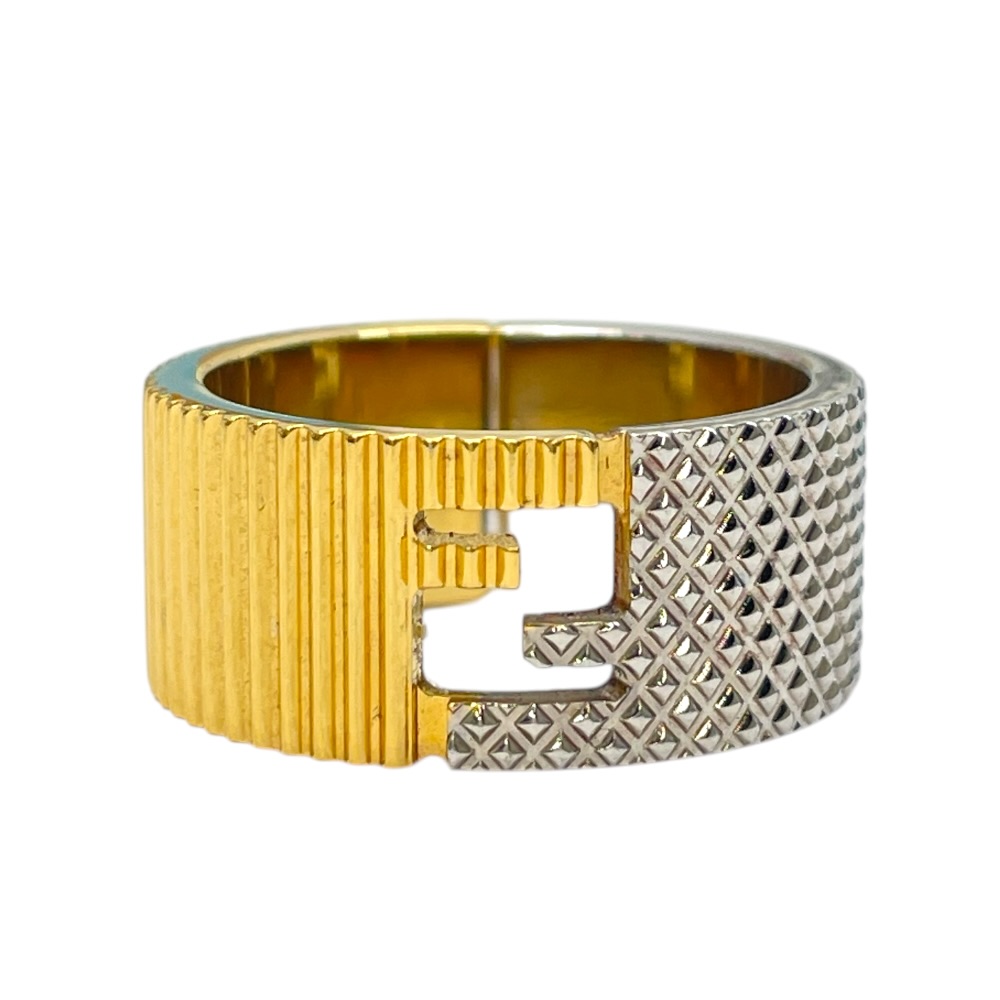 【在庫限り×即納 最大1万円OFF】フェンディ FFモチーフ ロゴ リング 指輪 リング アクセサリー シルバー ゴールド メタル 7AJ774 FENDI [サイズS(約18号)] 上品 高級感 洗練 存在感 スタイリッシュ モード クール コーデ映え ラグジュアリー デイリー 長く使える