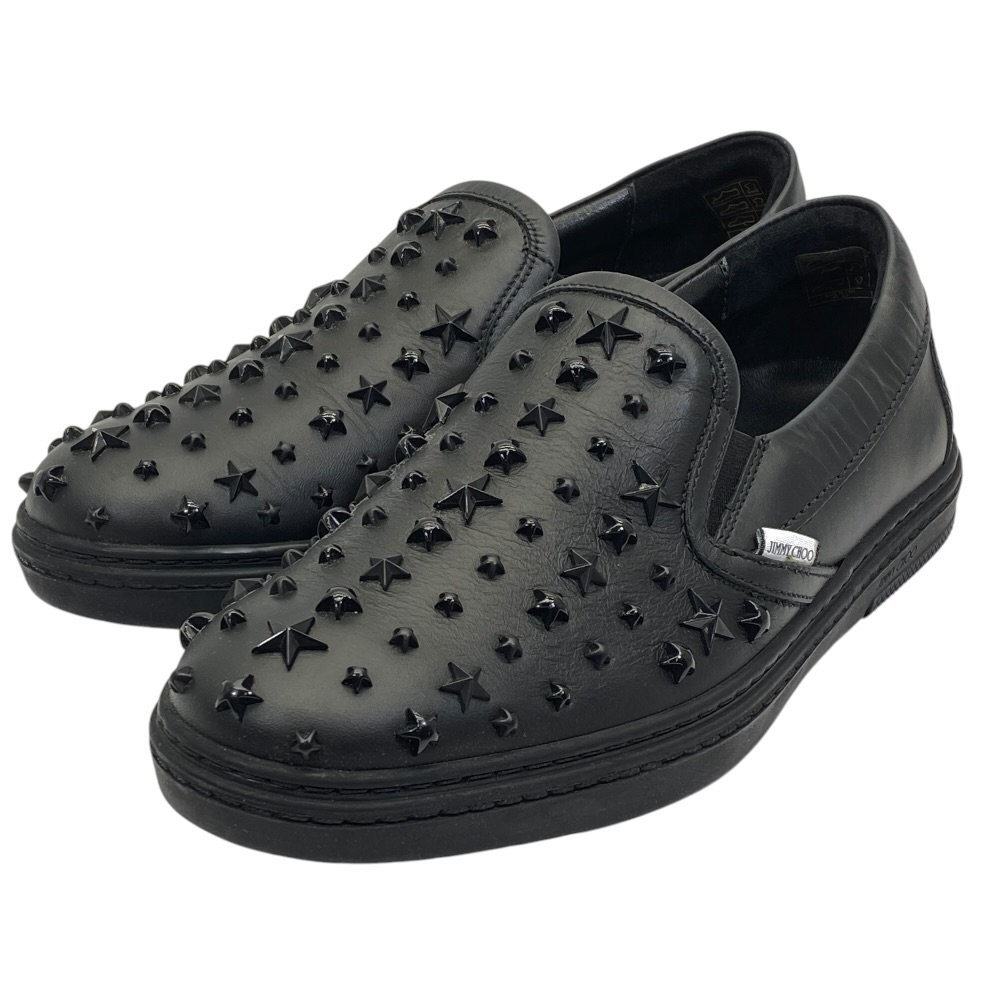 ジミーチュウ GROVE-OMX ローファー スリッポン スニーカー シューズ スタースタッズ ブラック レザー JIMMY CHOO(サイズ39 24cm) 上品 洗練 快適 軽量 定番 高級感 スタイリッシュ カジュアル トレンド