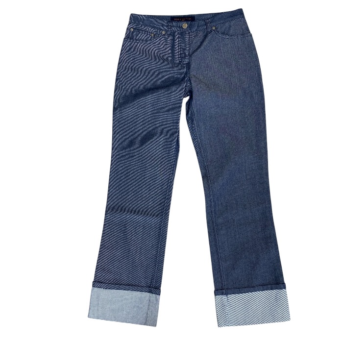 未使用 LOUIS VUITTON ルイヴィトン LVCUP ロールアップ デニムパンツ ジーンズ ボトムス PA17CVR 651 コットン ウール ブルー系 (サイズ36) カジュアル 洗練 高級感 人気 おしゃれ 通年｜ブランドショップ　ＳＥＮＳＥ