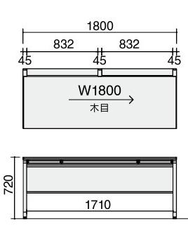 iSデスクシステムスタンダードテーブル(センター引き出し付きタイプ)幅1800×奥行600×高さ720mm【SD-ISN186CLS】
