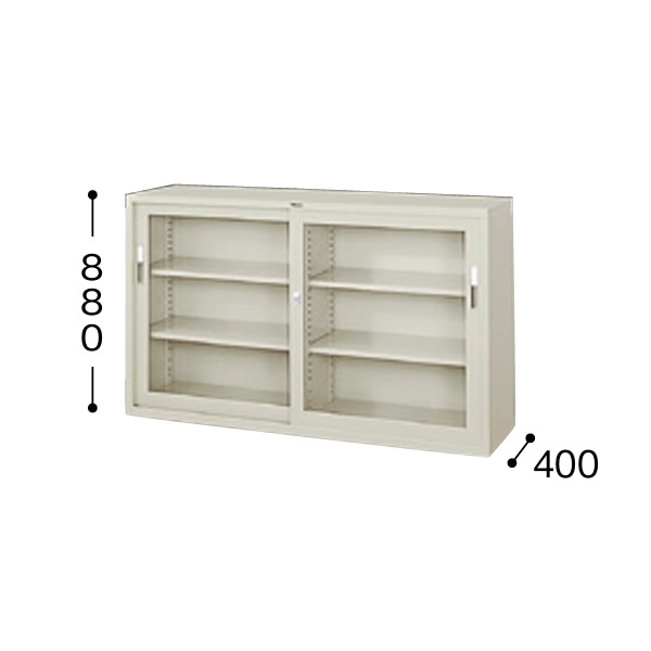 書庫　引違い書庫　ガラス戸　3号　幅1500×奥行き400×高さ880mm【HG53-AW】 37,609円
