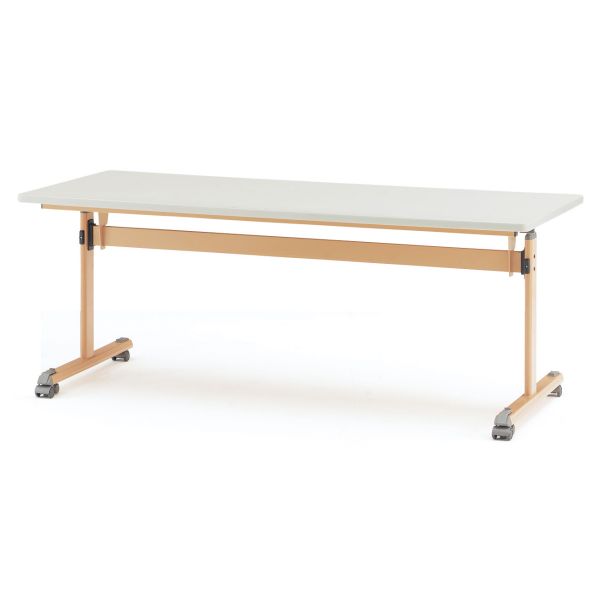 センターフラップテーブル　MTSシリーズ　棚無　脚部ナチュラル　幅1800&times;奥行900&times;高さ700mm【MTS-1890B】｜エコノミーオフィス-オフィス家具