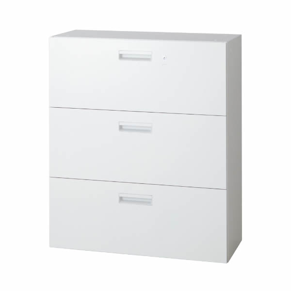L6 ラテラルファイリングキャビネット 幅900&times;奥行500&times;高さ1050mm 下置き B4引出し&times;3段 (648-412)【L6-F105H-3】｜エコノミーオフィス-オフィス家具