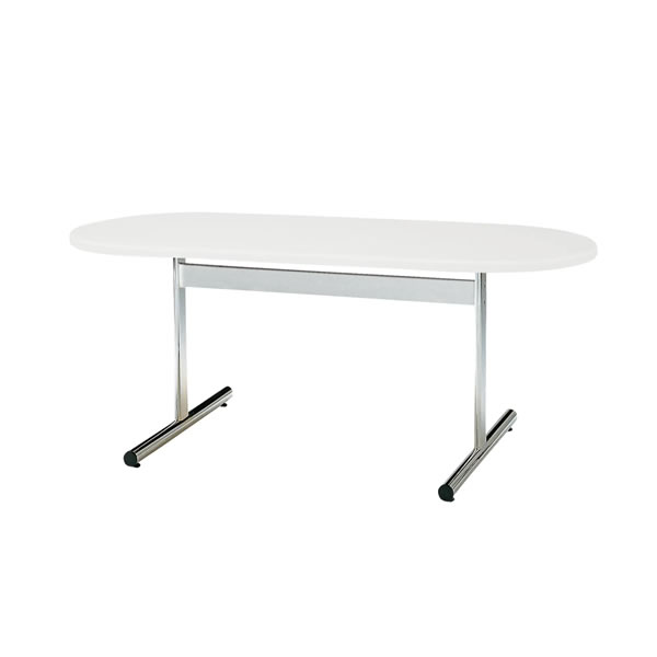 ミーティングテーブル　メッキ脚　楕円形　幅1500×奥行750×高さ700mm　【TTシリーズ】【TT-1575RS】