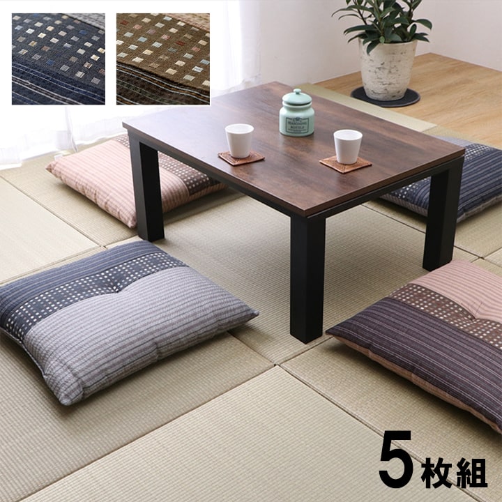 座蒲団 銘仙判 しじら 日本製 綿100% 和柄 約55×59珊 5枚組 クッション・座布団-インテリア・寝具・収納-座布団