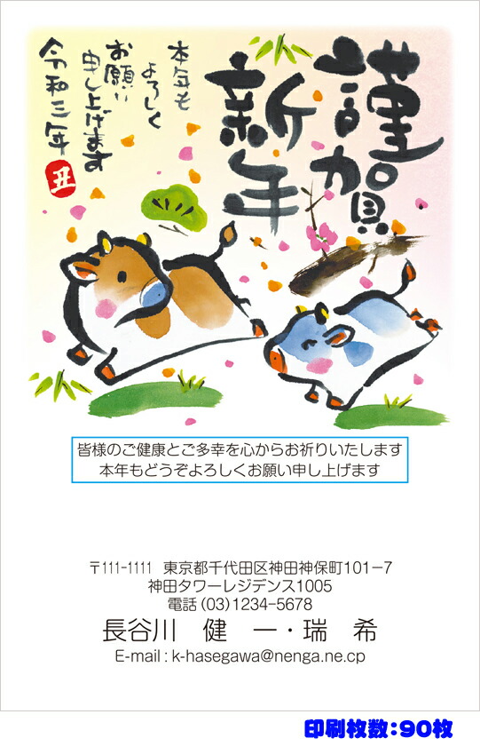 経典 送料無料 全310柄 21年度版 丑年 郵政お年玉付き年賀はがき 官製年賀葉書 年賀状印刷 90枚 フルカラー年賀状 pr 90 Www Mamanminimaliste Com