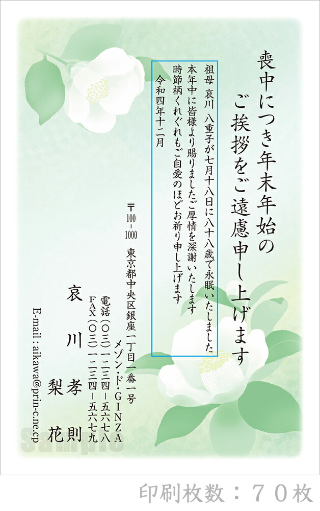 うのにもお得な情報満載！ 全90柄 2023年度版 喪中はがき印刷 普通郵便はがき 胡蝶蘭 70枚 特選デザイン 64020_70  velo-dom.com.ua