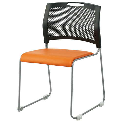 ジョインテックス 会議イス FRS-10L OR マンダリンオレンジ 706747
