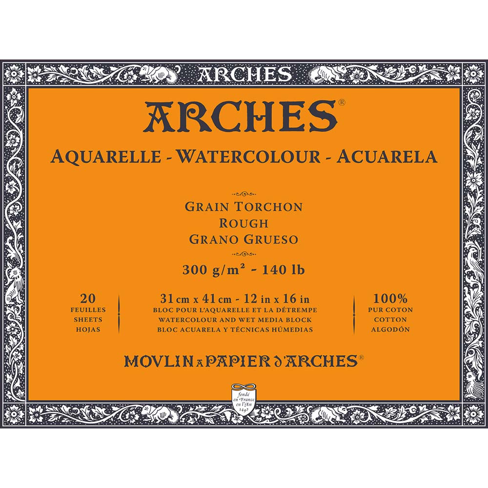 マルマン maruman アルシュ 水彩紙ブロック 300g 荒目 31×41mm 1795087 ARCHES 高級水彩紙 水彩 鉛筆 アクリル絵の具 インク 色鉛筆 アート|イーコンビ店