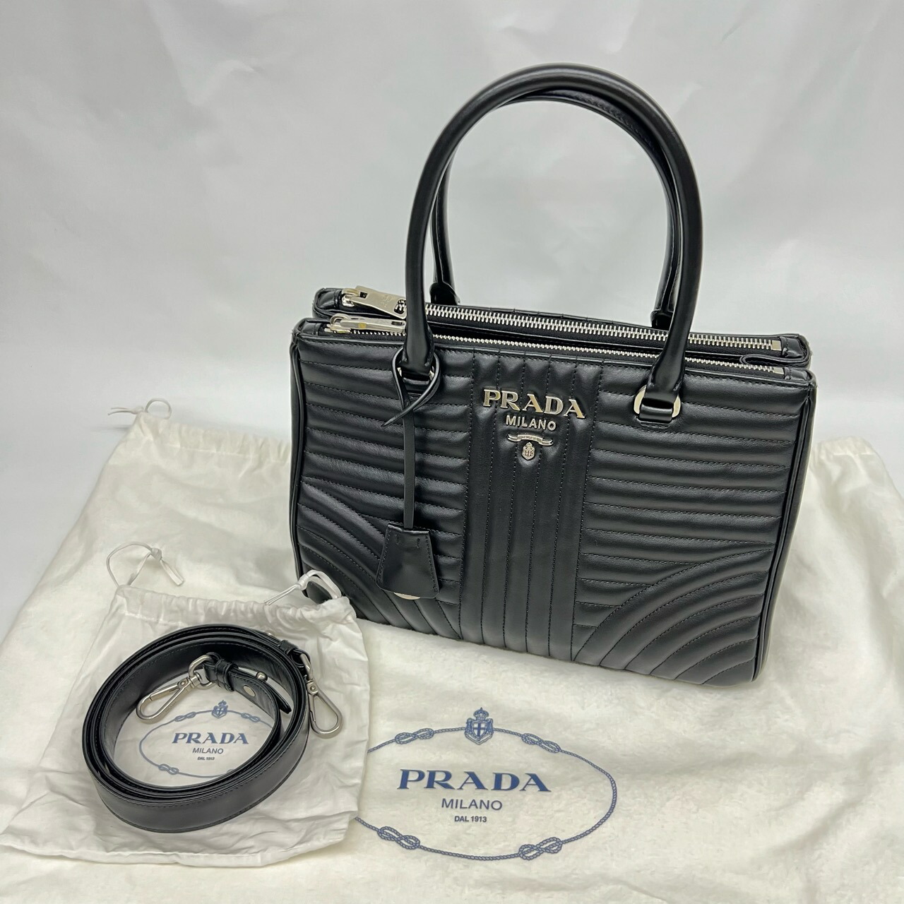 PRADA プラダ ダイアグラム 2WAY バッグ 1BA863 ブラック ハンドバッグ ショルダーバッグ|リサイクルマートエコパーク