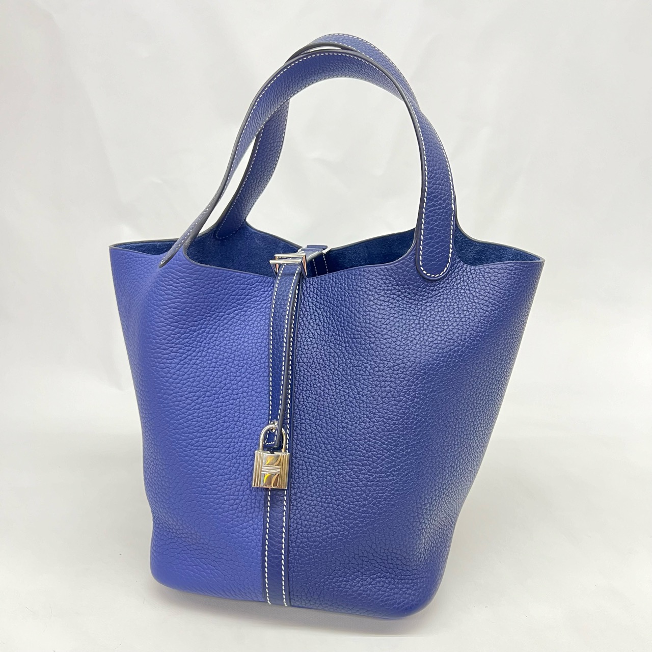 【中古美品】【Z刻印 2021年製】 エルメス HERMES ハンドバッグ ピコタンロック カザック MM ブルーサフィール ブルーブライトン シルバー金具 ZPU003NJ 270,000円