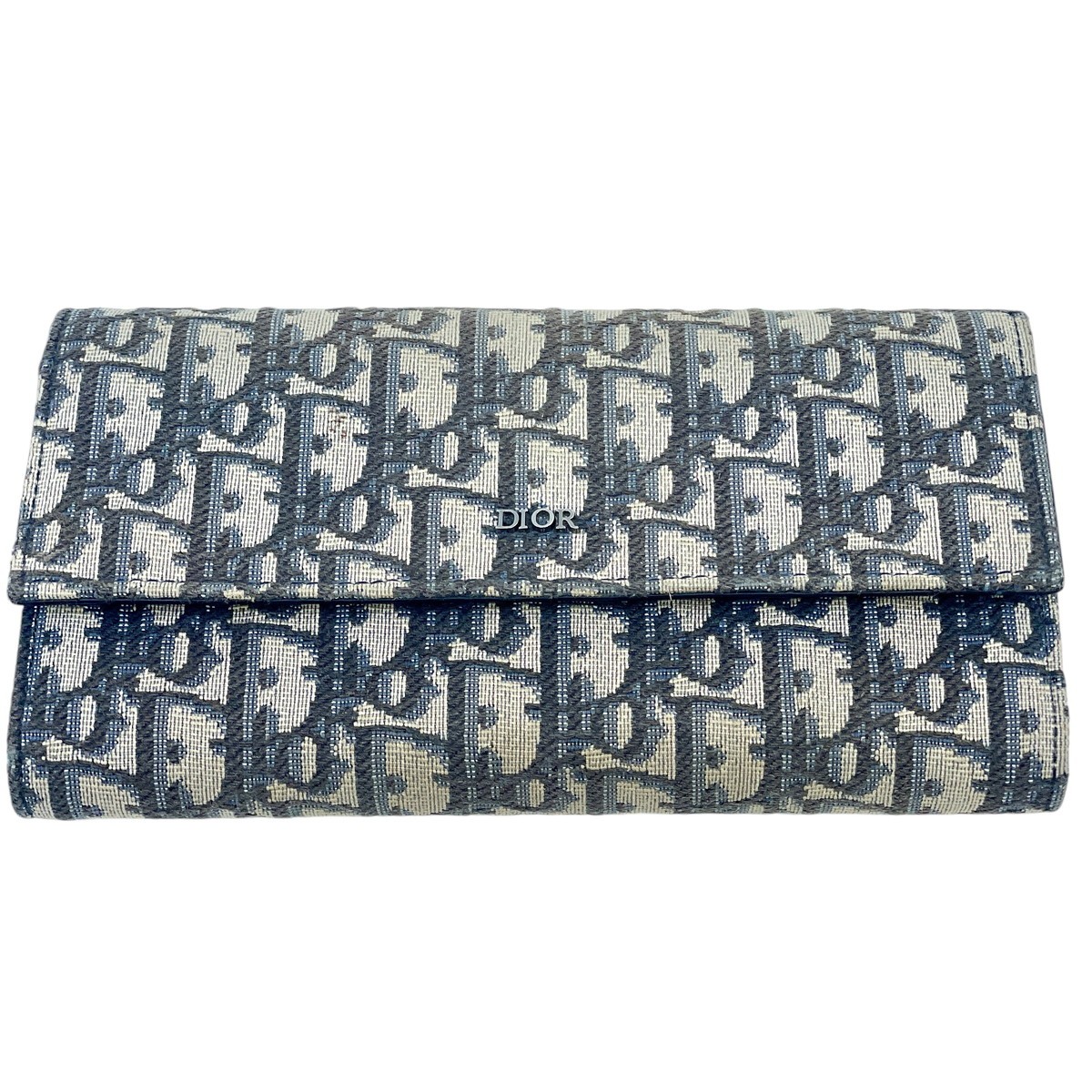 Christian Dior クリスチャンディオール オブ西洋葱 ジャカード ロング フラップウォレット 2ESBC312YSE_H27E かぶせ長紙入れ 【中古】