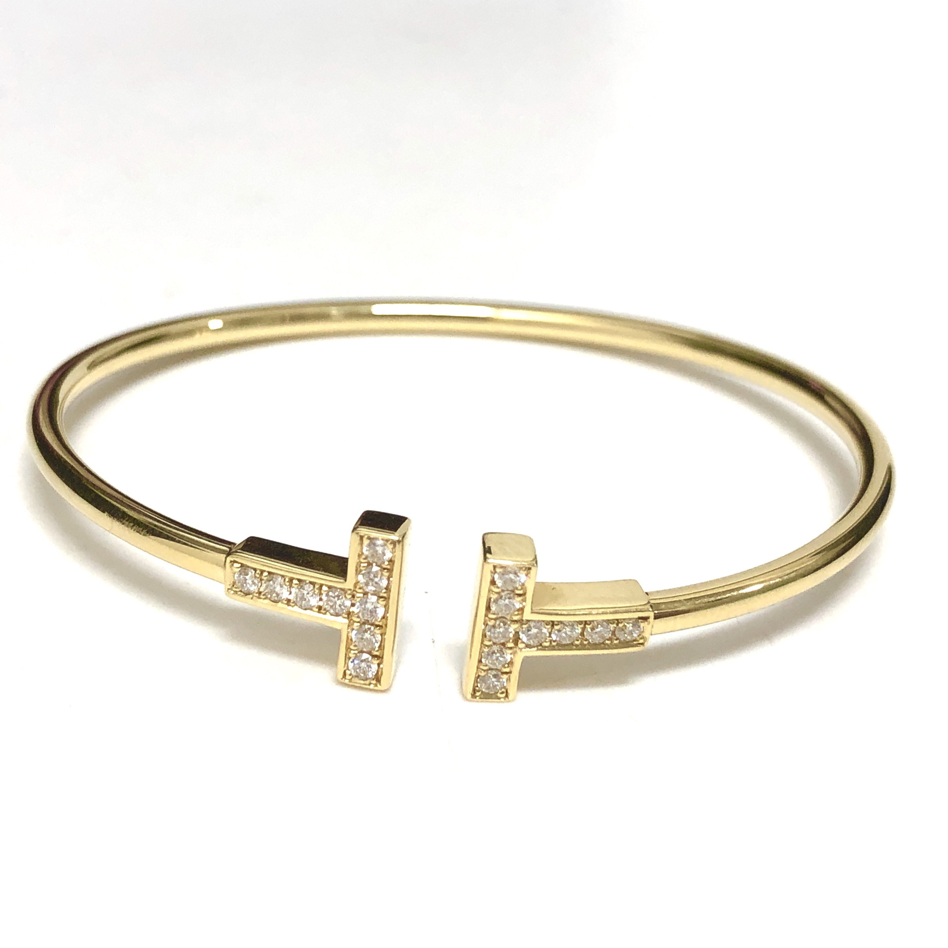 高速配送 ブレスレット K18yg ティファニーt ダイヤモンド Tiffany Co バングル ティファニー Sサイズ ブレスレット ワイヤー Fah Co Bw