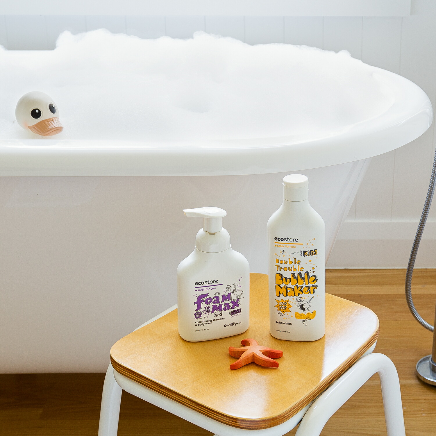 【エコストア公式】ecostore キッズ バブルバス ペアーポップ 400mL / 入浴料 キッズ（洋ナシの香り） 子ども 泡風呂 入浴料 植物由来 バス用品 低刺激 敏感肌 バスバブル お風呂