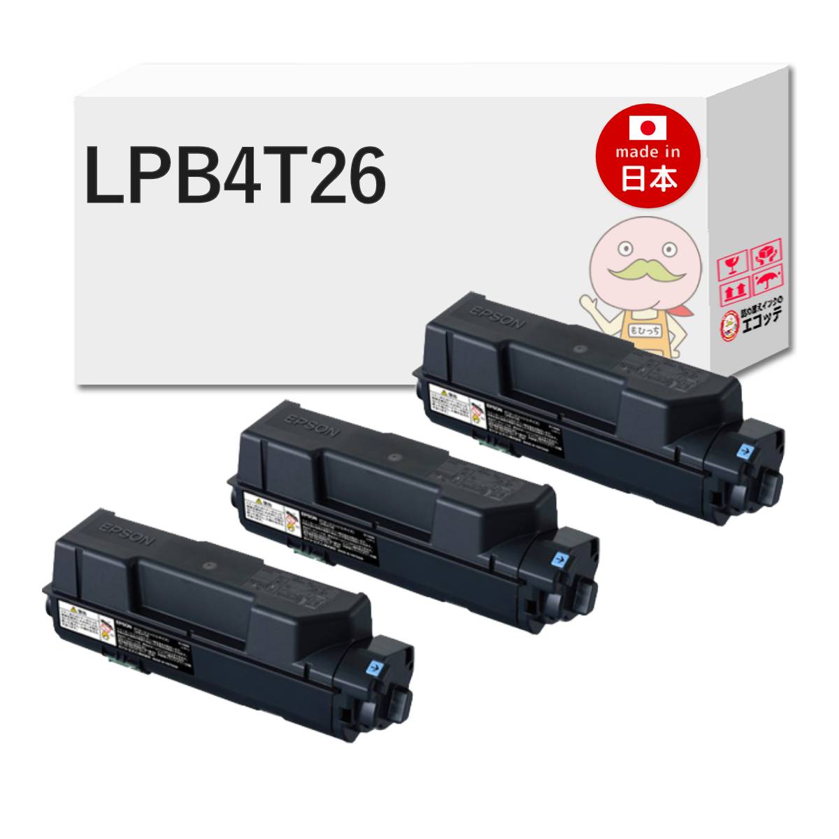 【即納国産再生品 1年保証】 LPB4T26対応 EPSON用 (エプソン互換) リサイクルトナー ブラック ( 黒 ) 大容量 ( LPB4T24 の 増量 ) Lサイズ 3本セット ┃ LP-S380DN LP-S380NC0 LP-S38DNC9 トナー エプソン lpb4t26 lp-s38｜詰め替えインクのエコッテ