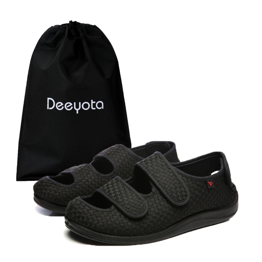DEEYOTA 介護シューズ スニーカー シニア シューズ 老人靴 フルオープンタイプ サンダル 高齢者用 調節可能 幅広 リハビリ 介護用靴 敬老の日 ブラック2 25.5 cm