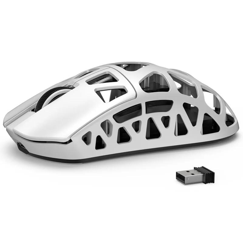 ATTACK SHARK R3 ゲーミングマウス マグネシウムアロイ 無線電話 PAW3395 8000hz 46g 超軽さ 2.4G/Bluetooth/USB有線 26000DPI 巻き有線テレビ付き添い人 手っとり早い申し受ける 技適手に入れる済み（白いこと）
