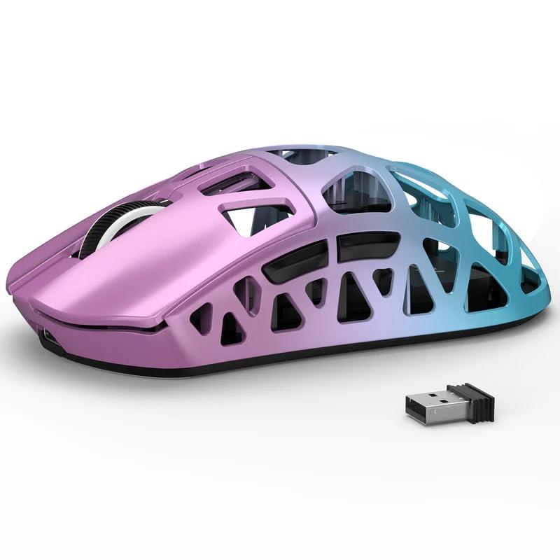 ATTACK SHARK R3 ゲーミングマウス マグネシウム合金 ワイヤレス PAW3395 8000hz 2.4G/Bluetooth/USB有線 26000DPI 46g 超軽量 コイルケーブル付き 急速充電 技適取得済み （紫）