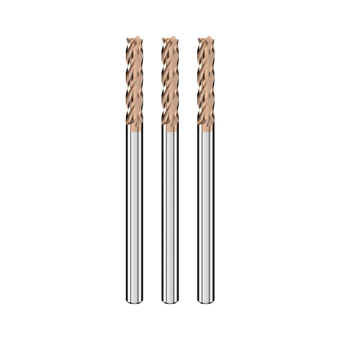 Cleqee スクエア エンドミル 刃径6mm × 刃長25mm × 全長100mm × 軸径6mm3個セット 4枚刃 TiAlNコート 超硬 スクエア エンドミル 加工用カッター 高精度 汎用精密加工