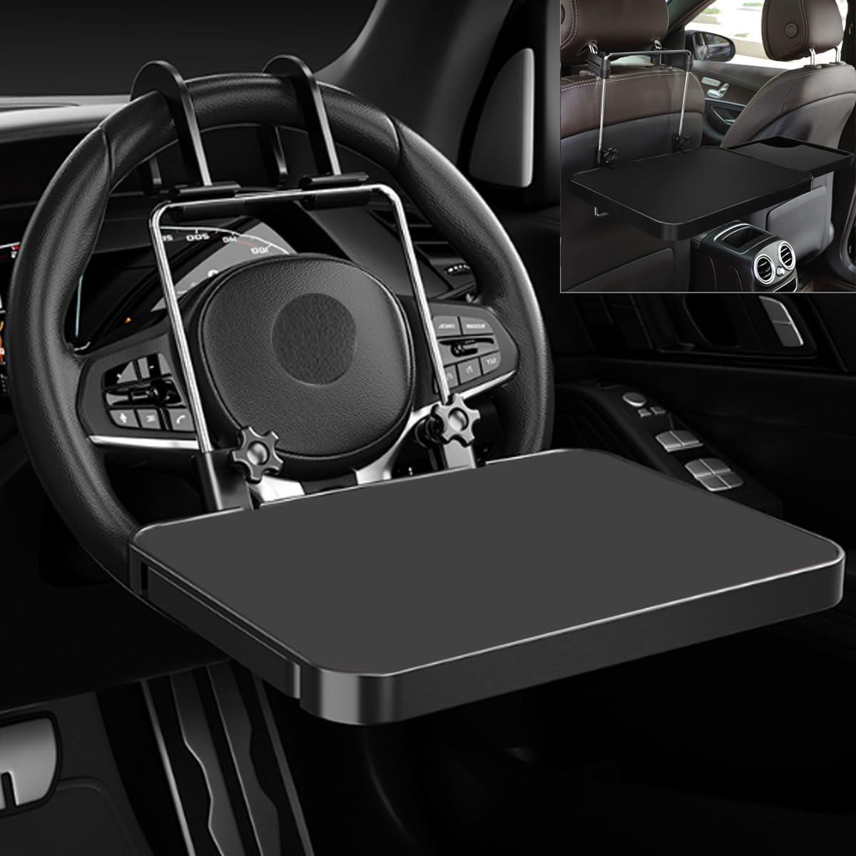 solaay 車 テーブル 車中泊 テーブル 後部座席 テーブル 車テーブル パソコン 折りたたみ 車用テーブル 後部座席 車載テーブル デスク 車内食事用テーブル 高さ調節可能 ハンドルてーぶる 収納便利 耐荷重8kg画像