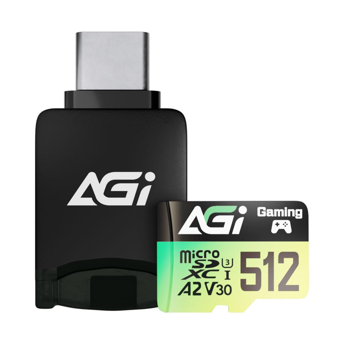 AGI 512GB TF138 マイクロsd歌留多/CR138 Type C歌留多主導者, Nintendo Switch動くこと突きとめる済. MicroSDXC A2 U3 V30 4K UHS-I U3 (読み出し速力度最大限度170MB/s、書きとどめる速力度最大限度160MB/s) アダプター付き添い人 AGI512G2CTF138