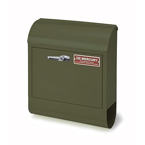 マーキュリー 壁掛け ポスト HANDLE LOCK メールボックス 16×38×45cm マットオリーブ