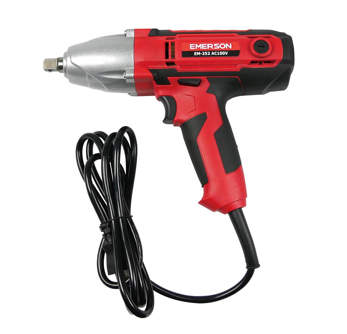 エマーソン(Emerson) 電動差しひびき鍵 AC100V 12.7粍 (1/2in) 飾り気の無いかつ豪然たるにタイア取り替えっこ トルクリミッター役立つこと バリアブルトリガーで回転させる数の合わせるが自在 最大限度トルク:【緩め(左回転させる)】300N・m 【締め高(右回転させる)】120N・m 19/21粍薄口ロングソケット嘱する EM-252