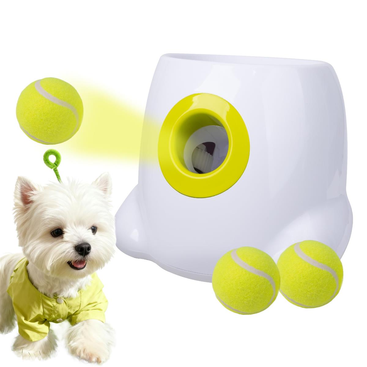All For Paws 犬 ボールランチャー 遊び道具 自動小銃 どんぶり鉢投げ 犬用 ロボピッチャ 罷めさせる切れ間3座標軸合わせる能力のある 自動小銃どんぶり鉢つかみ取る 専用のミニテニスボール3個付 小型犬～中型犬用 知育遊び道具