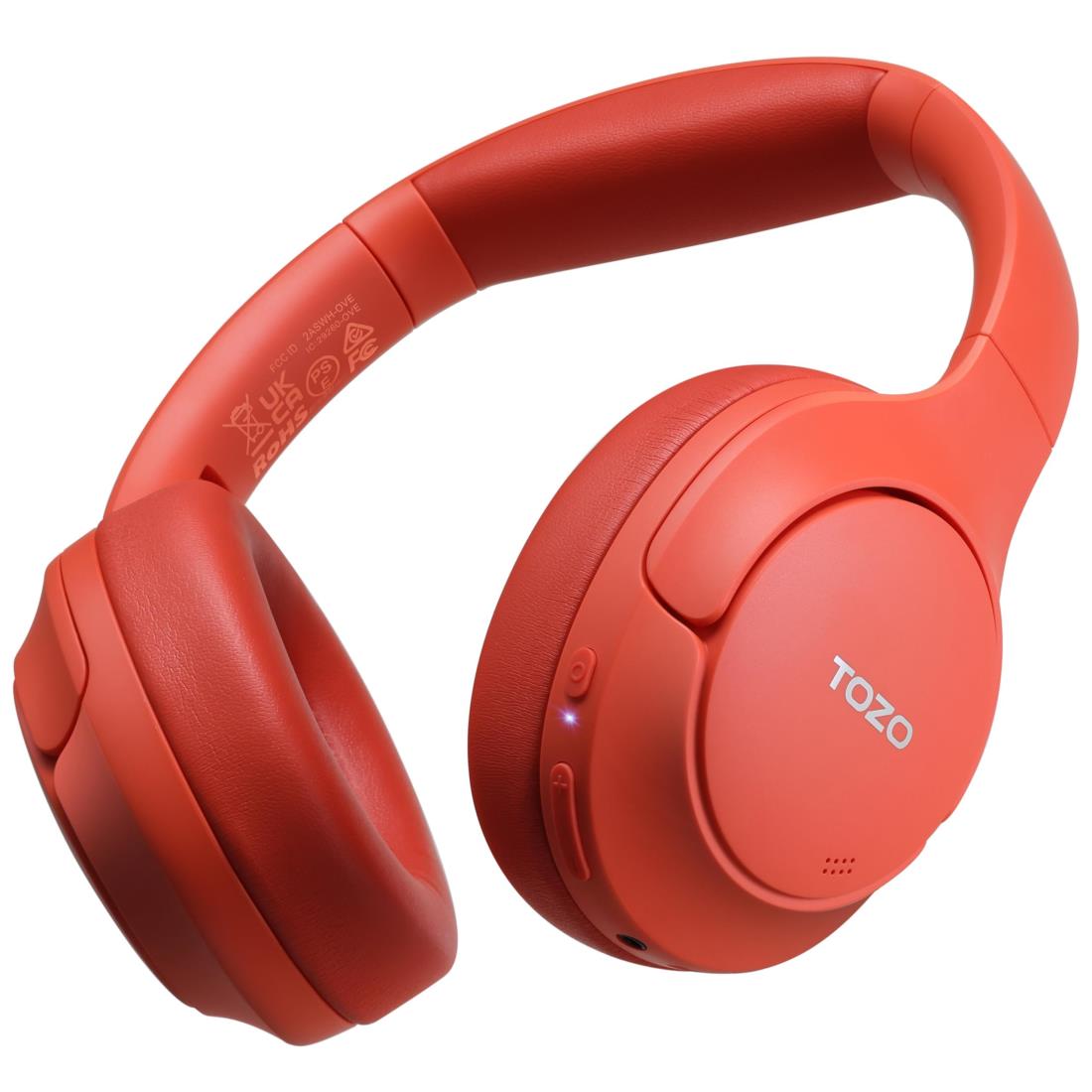 TOZO HT2 ワイヤレスヘッドホン Hi-Res Audio(有線ハイレゾ) 40mm ダイナミックドライバ 密閉型 折り畳み式 軽量 Bluetooth5.3 無線 Type-C & AUX有線接続 最大38dBのノイズを低減ノイズキャンセリングヘッドホン 最大60時間連続再生 専用アプリ対応 カスタムEQモード (レッ