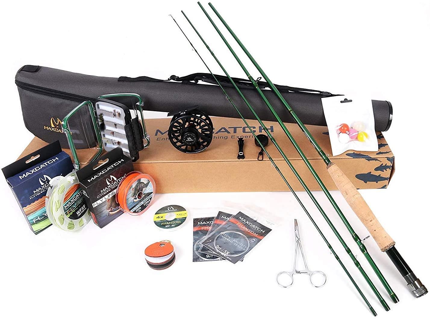 M MAXIMUMCATCH Maxcatch Premier 3-12wt ファーストアクション フライロッドカーボンロッド ハイパフォーマンスのために (フライロッドセット, 4 wt-8’6”ロッド、3/4wtリール)