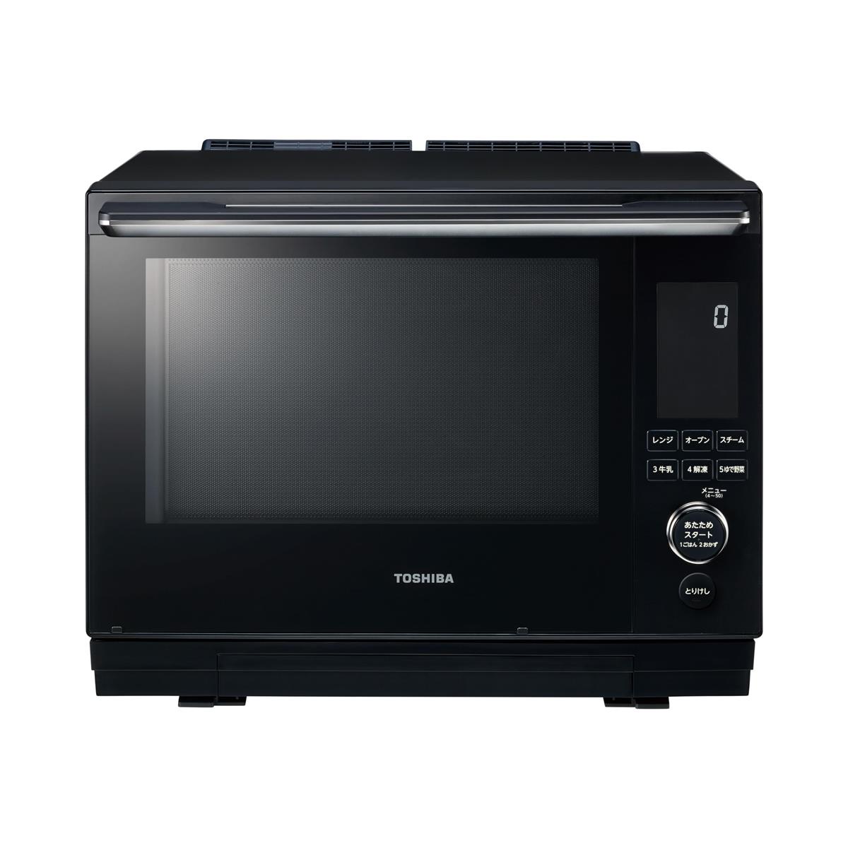 TOSHIBA(東芝) スチームオーブンレンジ 石窯ドーム ER-D3000A(K)グランブラック 2段調理 300℃ おまかせ焼き フラットテーブル 電子レンジ 簡単操作 簡単料理 時短 お手軽メニュー 簡単お手入れ|ECプライム