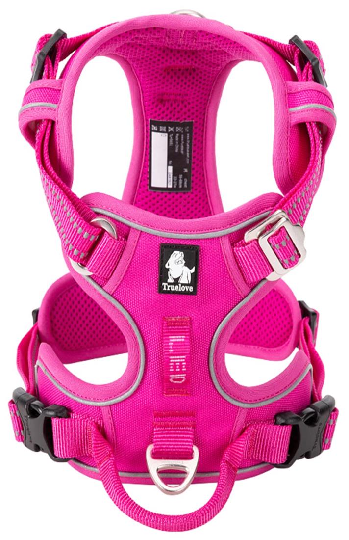 cocomall 2020新型 犬用ハーネス 犬用胴輪 ドッグ ペット用品 ハーネス 3M反射材料 訓練 ナイロン製 小型犬、中型犬、大型犬に向け 通気性 調節可能 (L, ピンク)