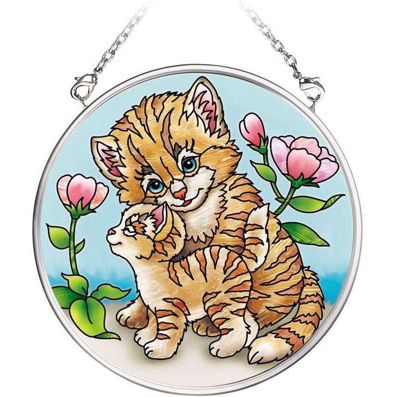 楽天市場 ステンドグラス 吊り型 ネコ 親子 Hugs Kisses サンキャッチャー パネル ボード 飾り ねこ 猫 アクセサリーと雑貨のお店 Ecru