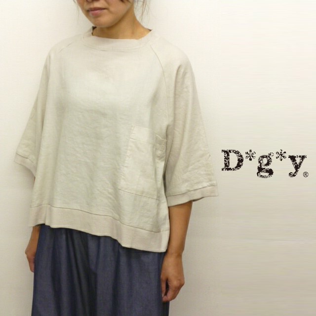 【20％オフ・セール】D*g*y dgy ディージーワイ シャツ ブラウス プルオーバー 6分袖 綿 麻 コットン リネン ポプリン