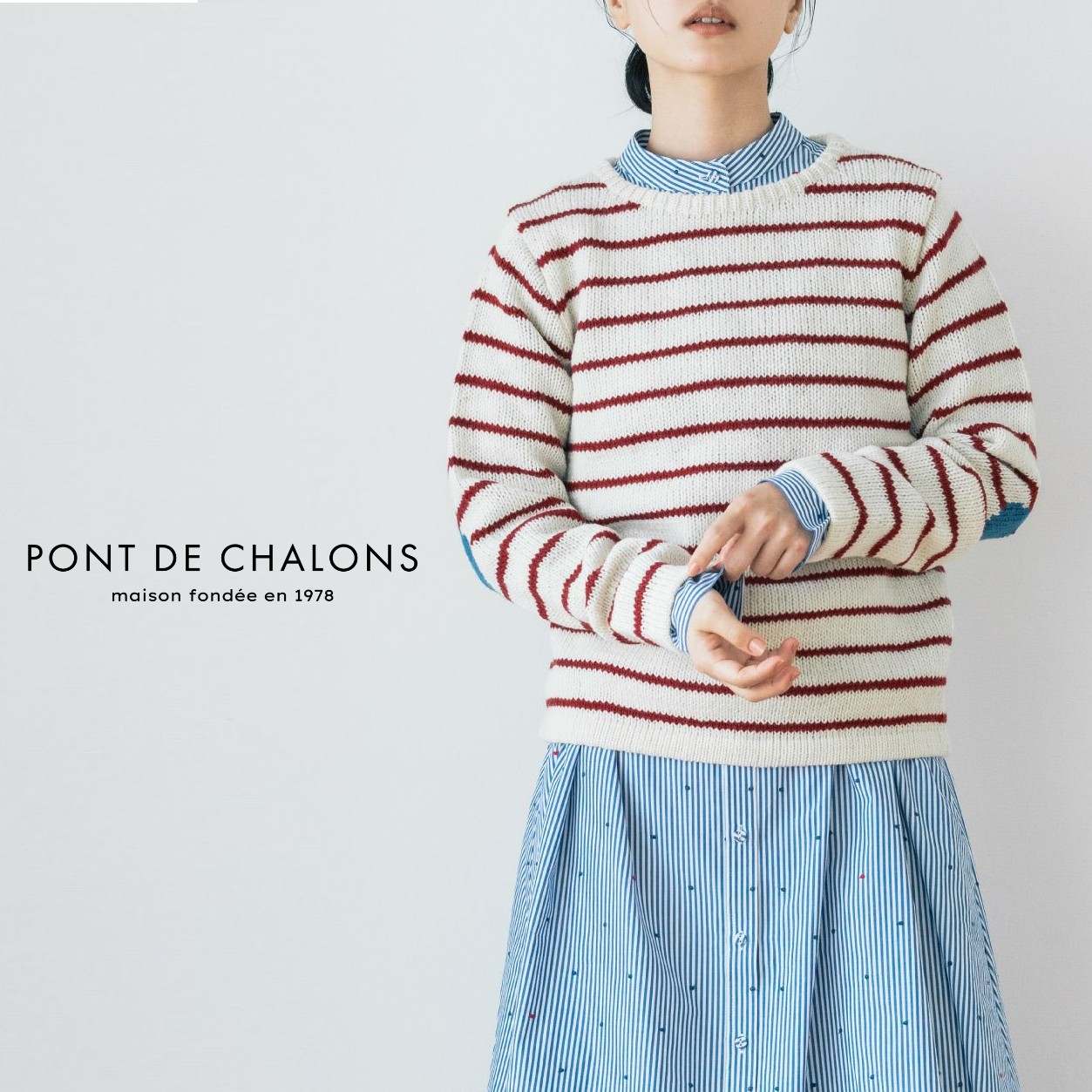 【15％オフ・クーポン客体】PONT DE CHALONS ポンデシャロン 編み物 プルオーバー ティーシャツ 間借り人 ハート型 継ぎ切れ 労働者の一団のど首 手編み ペルー共和国 お手て 編み物 羊毛 100%