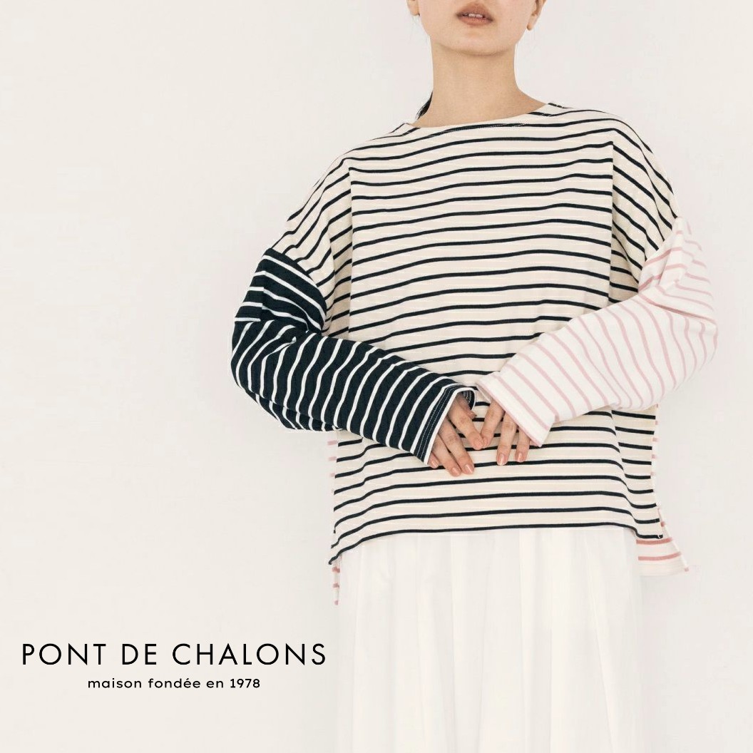 【15％オフ・クーポン客体】PONT DE CHALONS ポンデシャロン ロンT カットソー ロング ティーシャツ トレイナー ティーシャツ 間借り人 クレイジー 行動様式 ミニ 裏毛 伸ばすこと 綿 綿織物 ポリウレタン 2026年春夏物