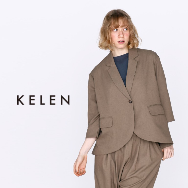 【20％オフ・大売り出し】KELEN ケレン テーラード 上衣 うしろ側 太陽フレア 7分袖 伸ばすこと ポリエステル 麻 ポリウレタン HELIN 2026年春夏物 オケージョン フォーマル セットアップ 卒式 卒園式 はいり込む式 入園式 おっ母さん 母 出で立ち 30代 40代 50代