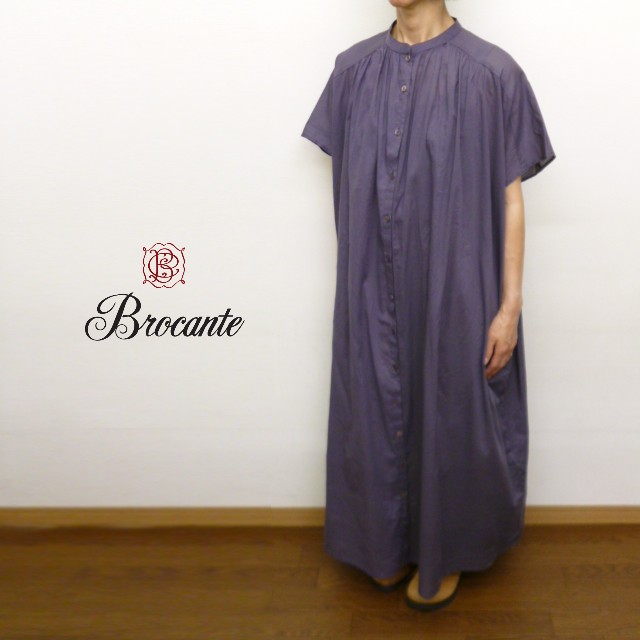 【16％オフ・クーポン対象】ブロカント Brocante ワンピース シャツワンピース シャツワンピ スタンドカラー ギャザー 入り ワイド シルエット 半袖 コットン インド ボイル 綿 100% フロンセワンピース ドミンゴ 2026年春夏の新色入荷｜エクル　店 12,540円