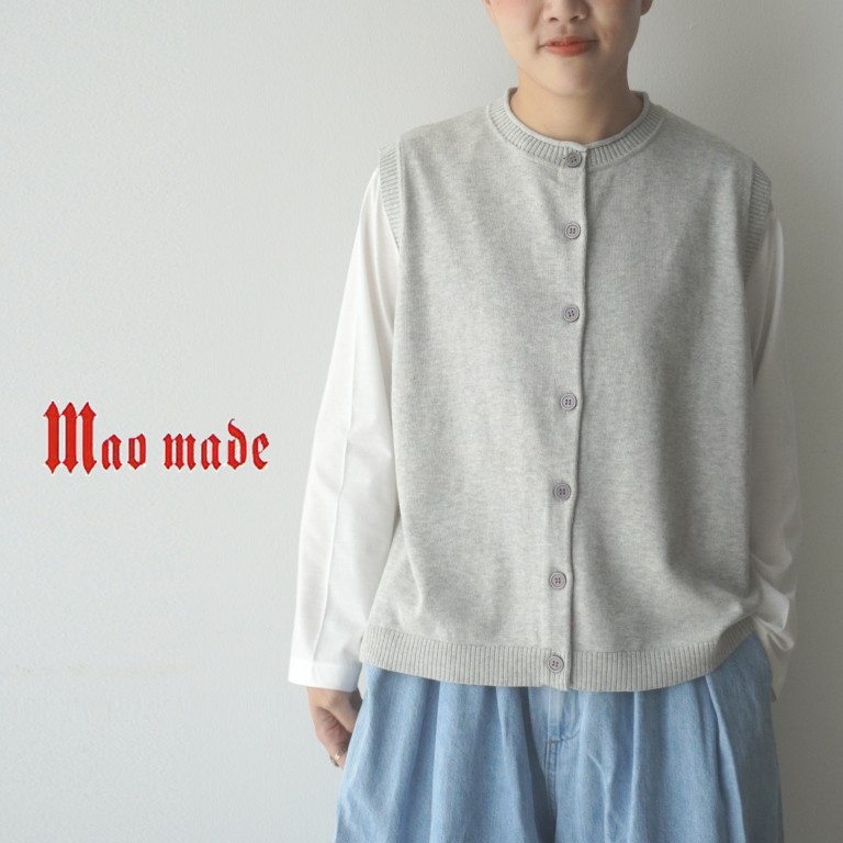 【16％オフ・クーポン客体】マオメイド mao made 限りない 編み物 労働者の一団のど首 向こう正面 前 名取り草 A伝達ルート うしろ側 細長い切口 やわらか ホンブルグ帽 綿織物 綿 100 % 平編み レディース 2026年春夏物 トップス-レディースファッション