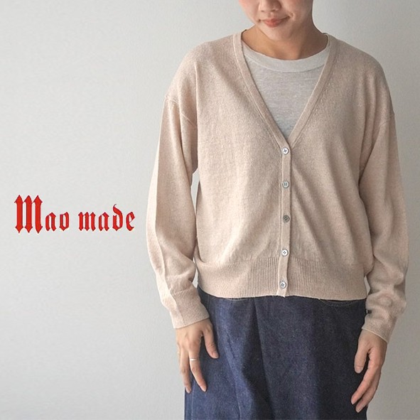 【15％オフ・クーポン対象】マオメイド mao made カーディガン リネン 麻 100％ Vネック クロップド丈 キラキラ ラメ 入り UVカット ニット 薄手 レディース 2026年春夏物