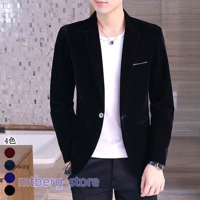 楽天市場】黒 テーラードジャケット メンズ ベロア ベルベット
