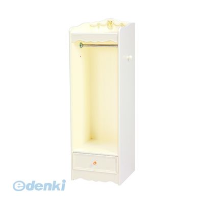 RKK-1859WH 直送 代引不可・他メーカー同梱不可 ハンガーラックRKK1859WH マホガニー材 木製 姫系ハンガーラック 引き出し収納付き 衣類収納 萩原 ホワイト かわいい