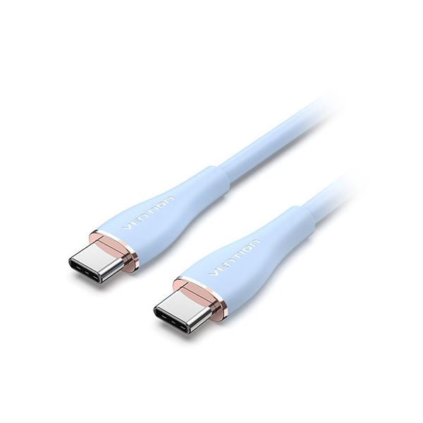 直送・代引不可 【3本セット】 VENTION 100W PD USB 2.0 C-Type to C-Type 急速充電ケーブル シリコンタイプ 1m ライトブルー TA-8739X3 別商品の同時注文不可